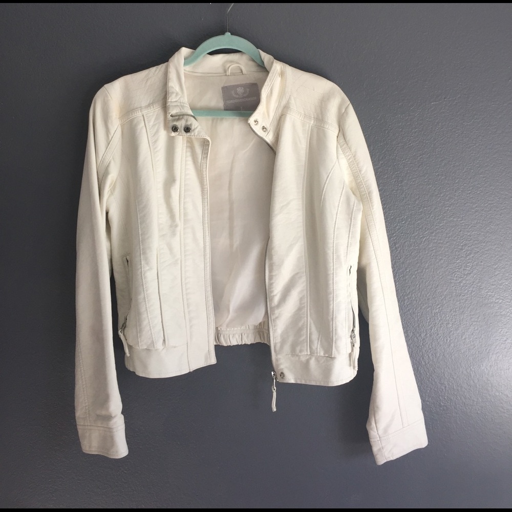 White Leather Jacket from Foreign Exchange