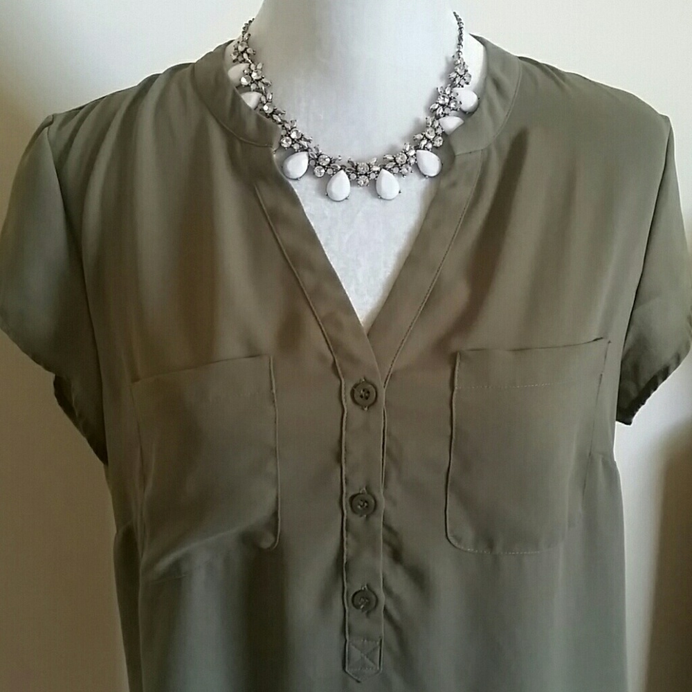 Army Green Blouse Top