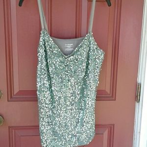 Grey cami wih green sequins