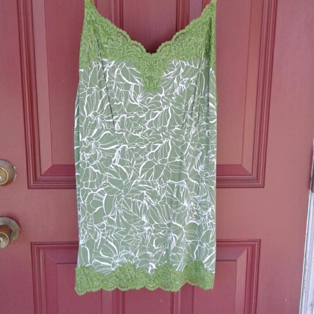 Green and white floral cami