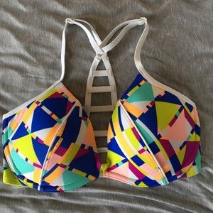 PINK Multicolored Patterned Bikini Top