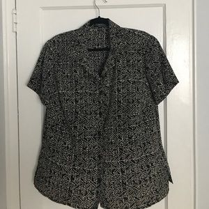 Silky black & white short sleeve shirt