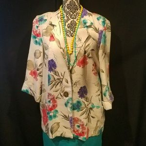 Vintage 1980's floral 3/4 length blazer