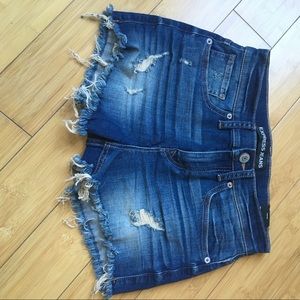 Express high rise denim shorts