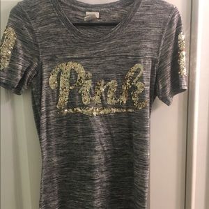 Gray with sequins PINK shirt