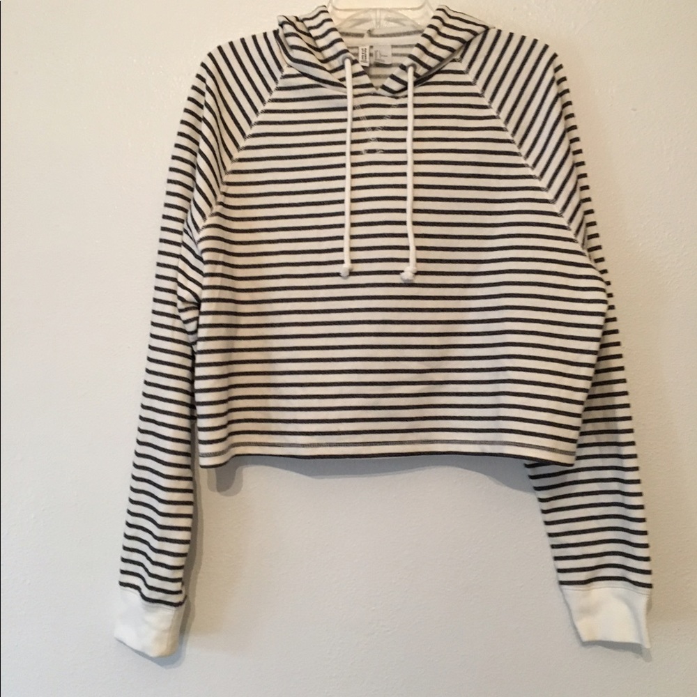 Crop stripe hoodie