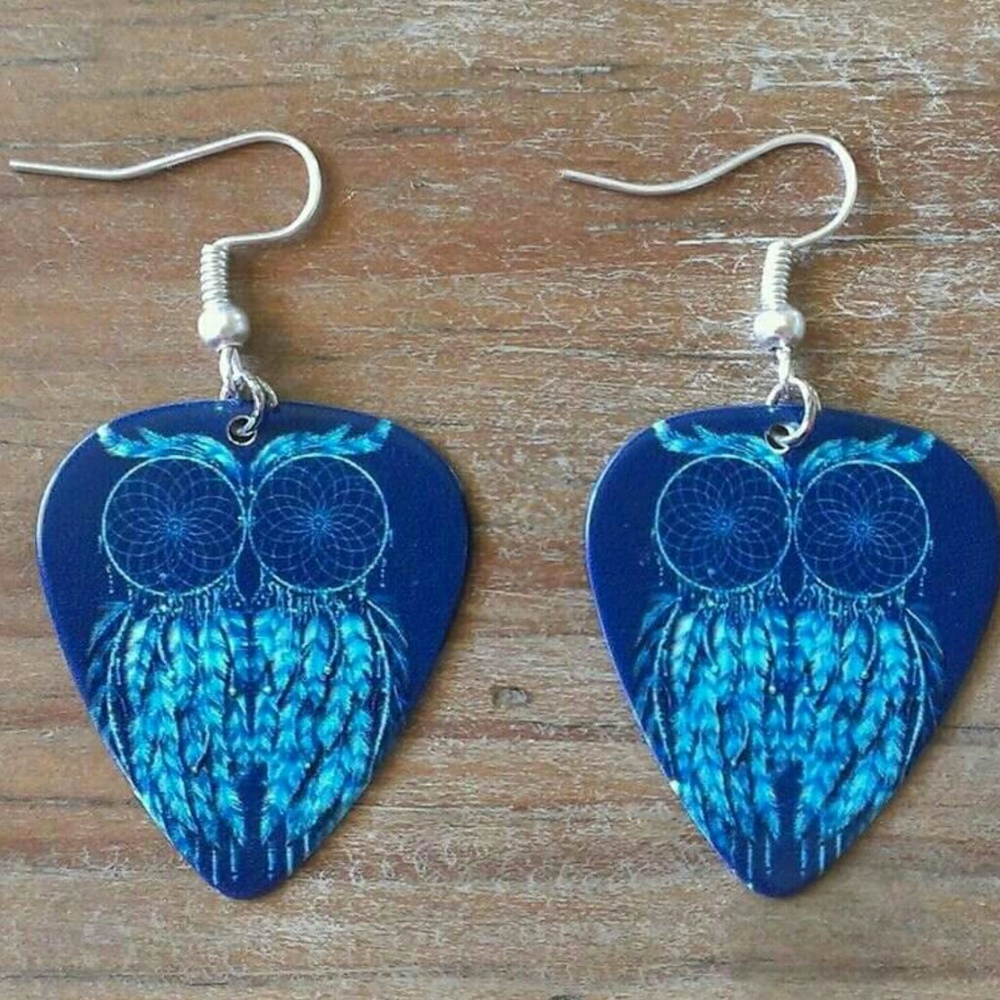 Owl guitar pick earrings