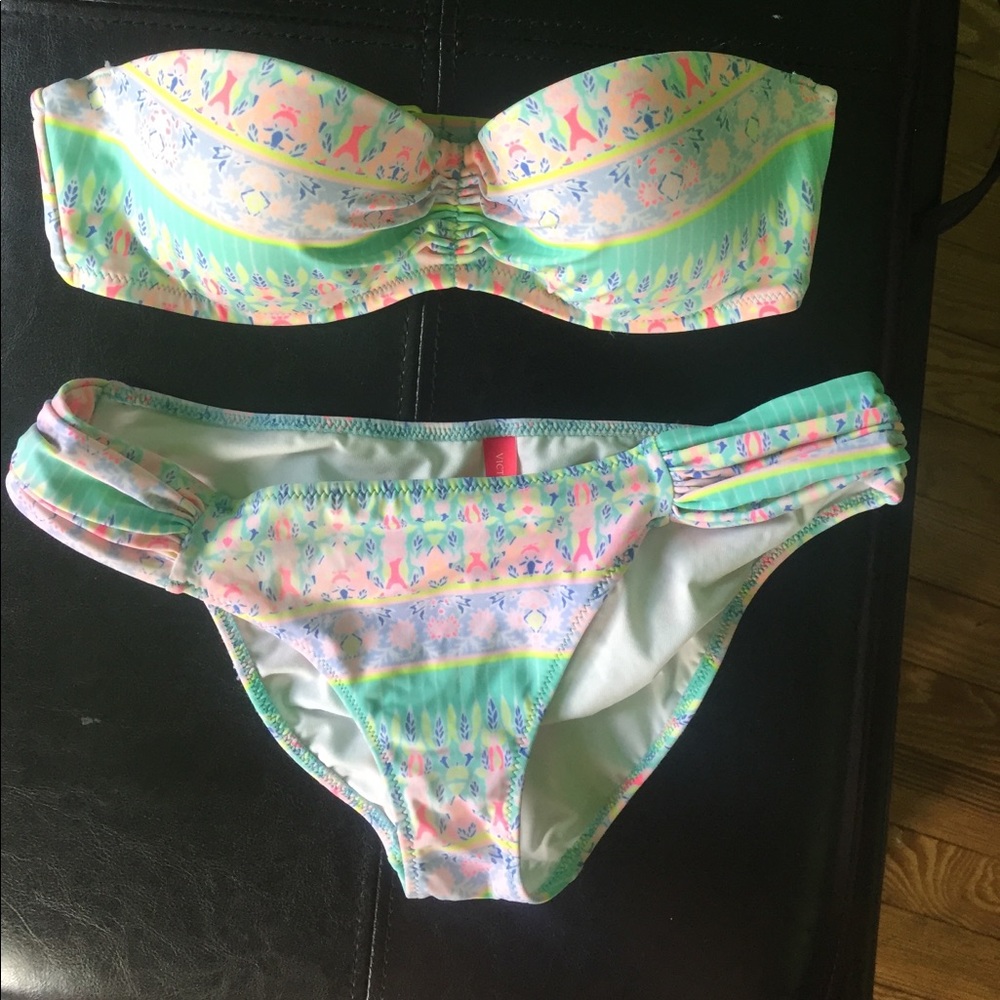 VS bandeau swim top and matching bottoms