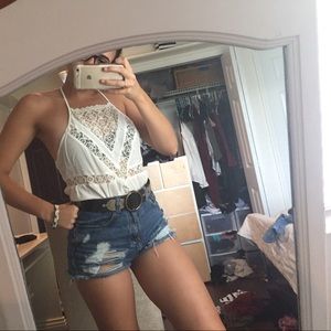 Forever 21 white lace flowy summer tank