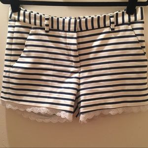 Zara Navy & White Striped Shorts