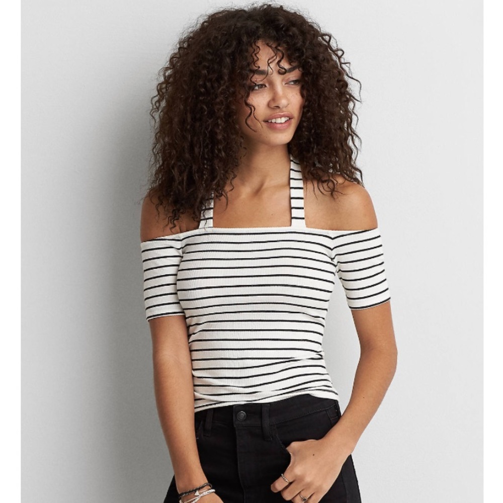 American eagle ribbed off the shoulder tee