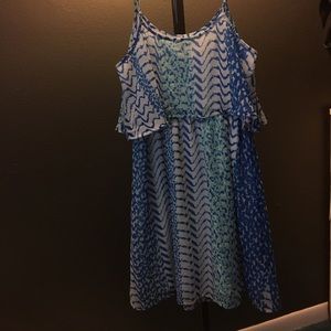 Flowy blue spaghetti strap dress