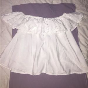 Off the shoulder white flowy top