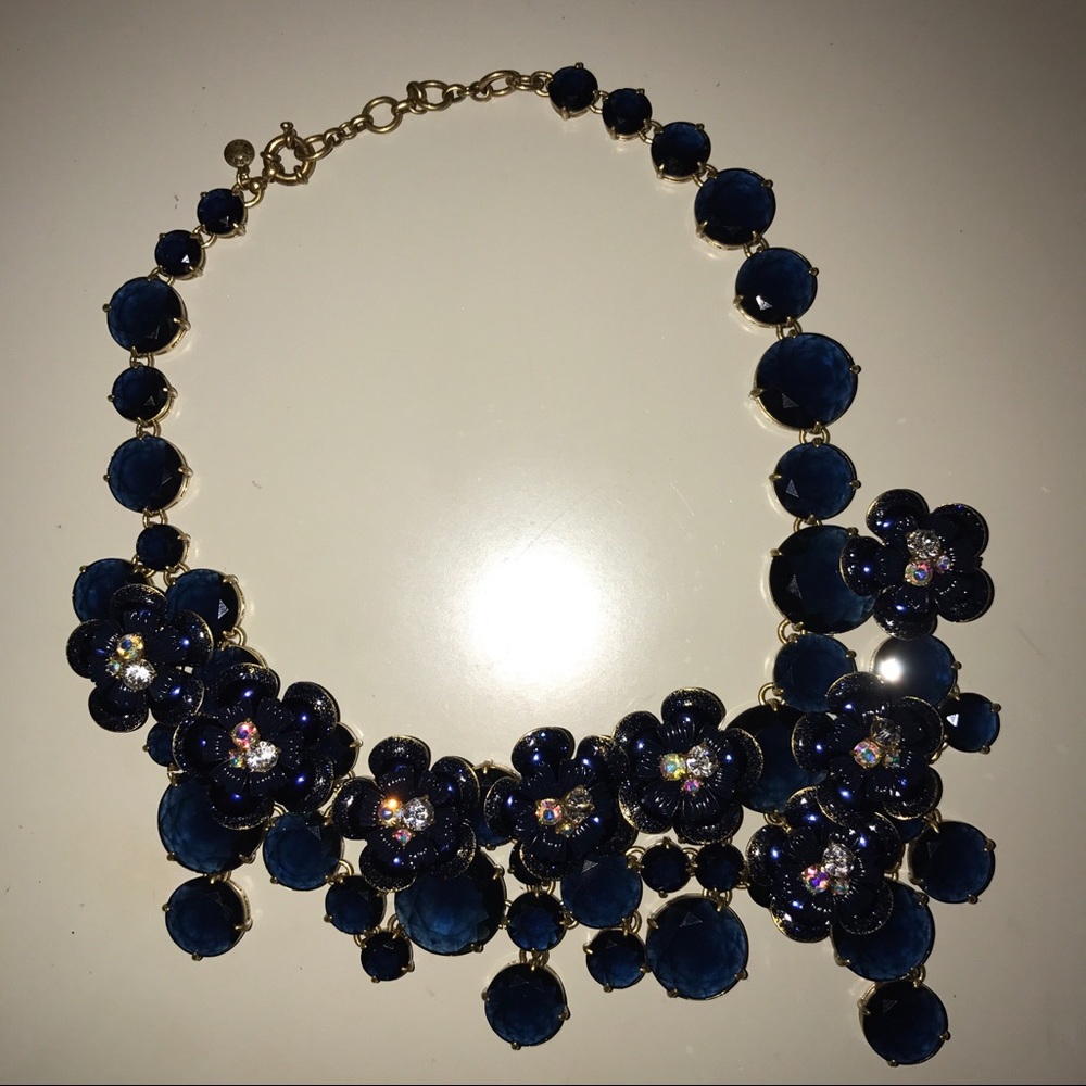 Beautiful navy blue floral necklace