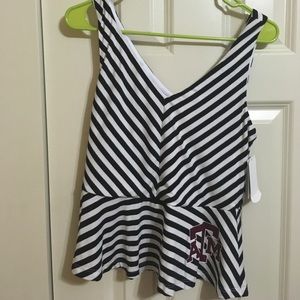 Stripe Peplum Texas A&M Tank