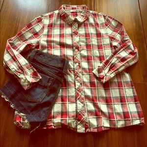 Trapeze style plaid shirt