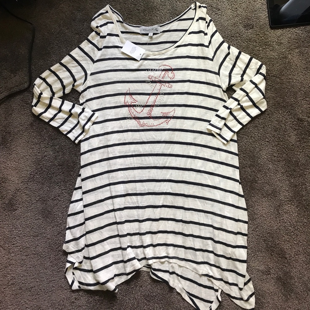 Nautical lg sleeved tee! Oversized medium