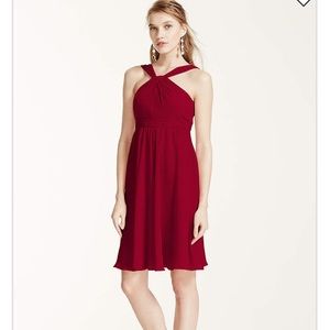 David's Bridal Short Crinkle Chiffon Dress