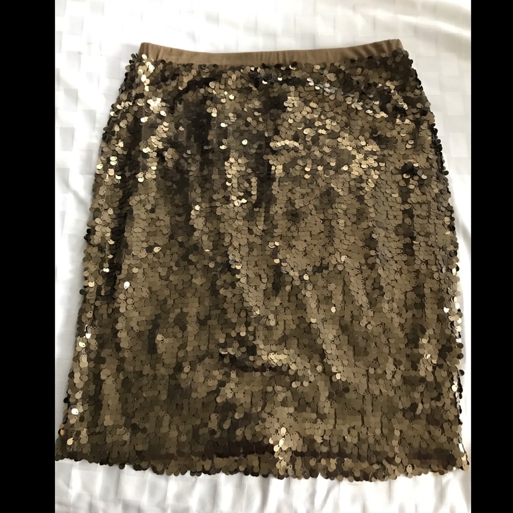 Dark Gold Metallic Sequin Skirt