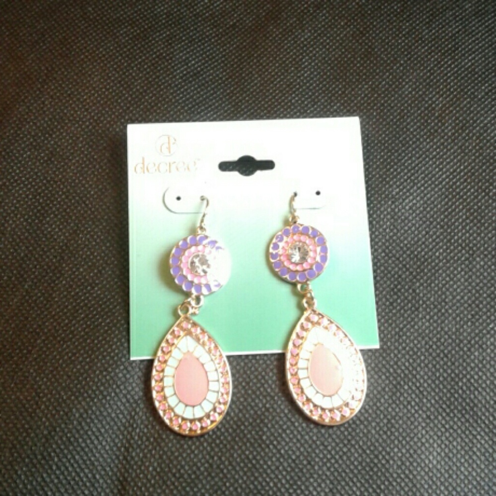 Decree multi-colored dangle drop earrings.