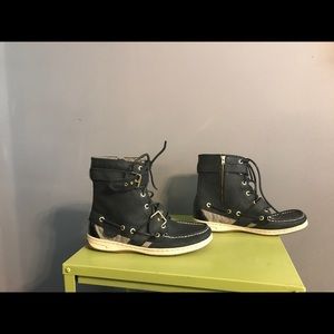 Sperry black leather high tops.