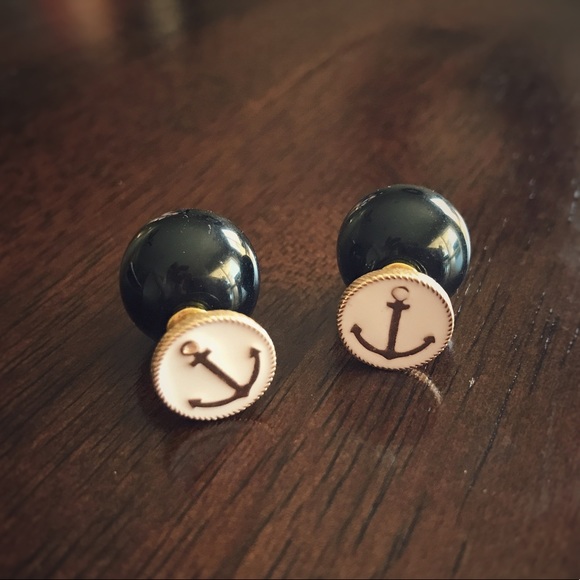 LS & Co. Jewelry - Double Sided Black and White Anchor Earrings