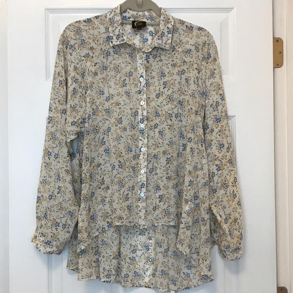 Blu Moon Floral Button Down Blouse