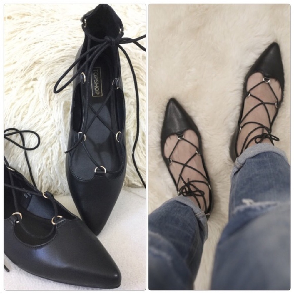 NWT Topshop lace up leather flats