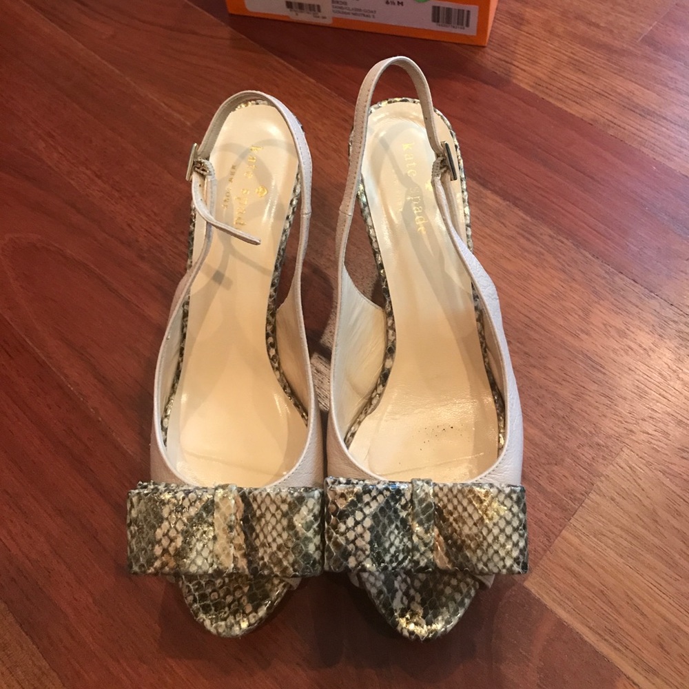 Sexy light pink & snake print sling backs