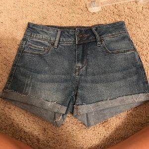 Light washed jean shorts