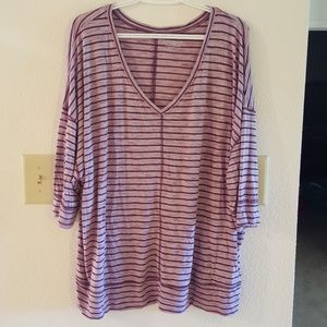 Lane Bryant purple striped banded bottom top