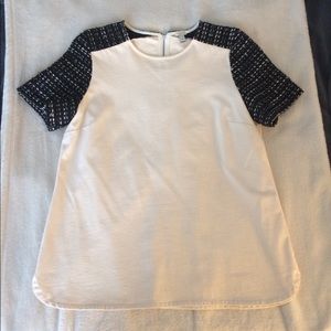 J Crew tweed sleeve tee