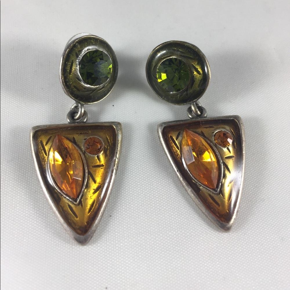 Vintage style orange and green earrings