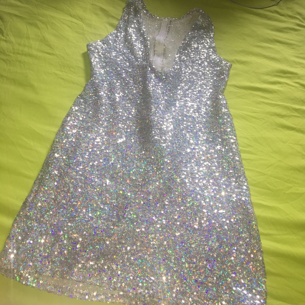 Crushed Diamond And Sequin Silver Dress✨