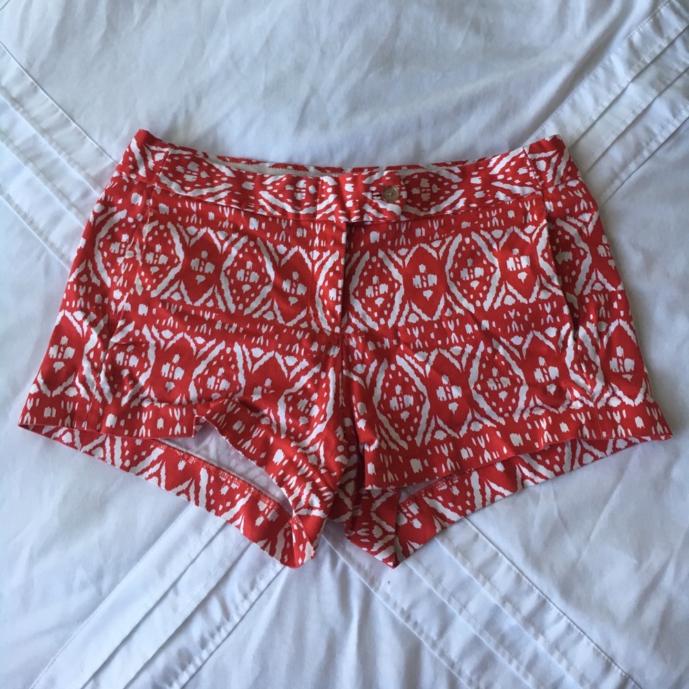 J.Crew Red and White Ikat Chino Shorts