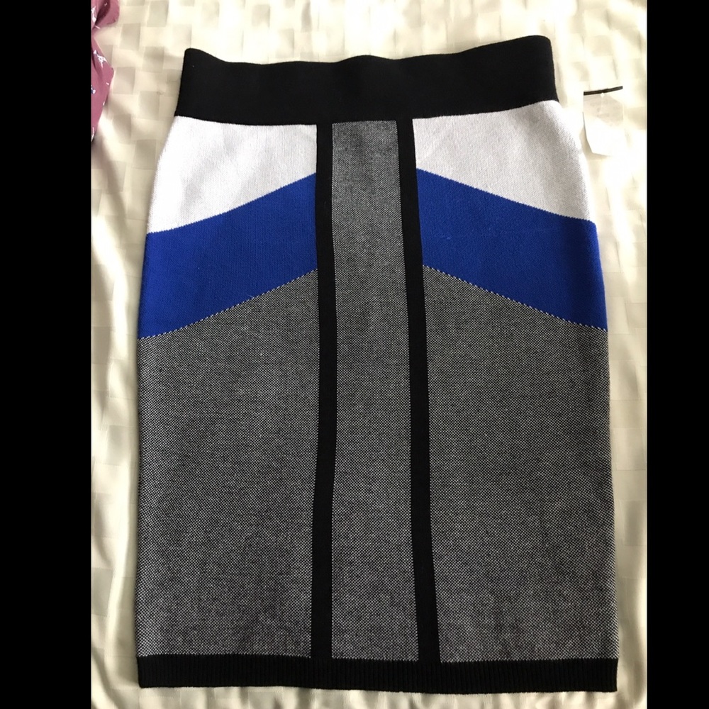 White, Black& Blue Pencil Skirt