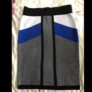 White, Black& Blue Pencil Skirt