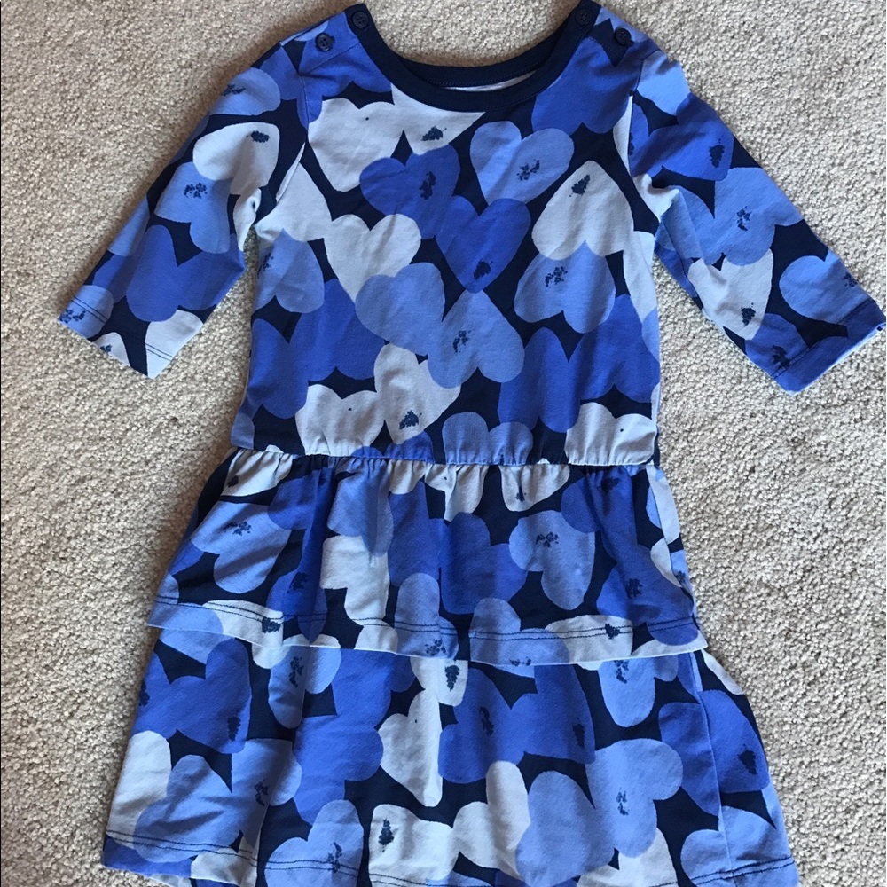 Joe fresh toddler girls blue heart dress 3t