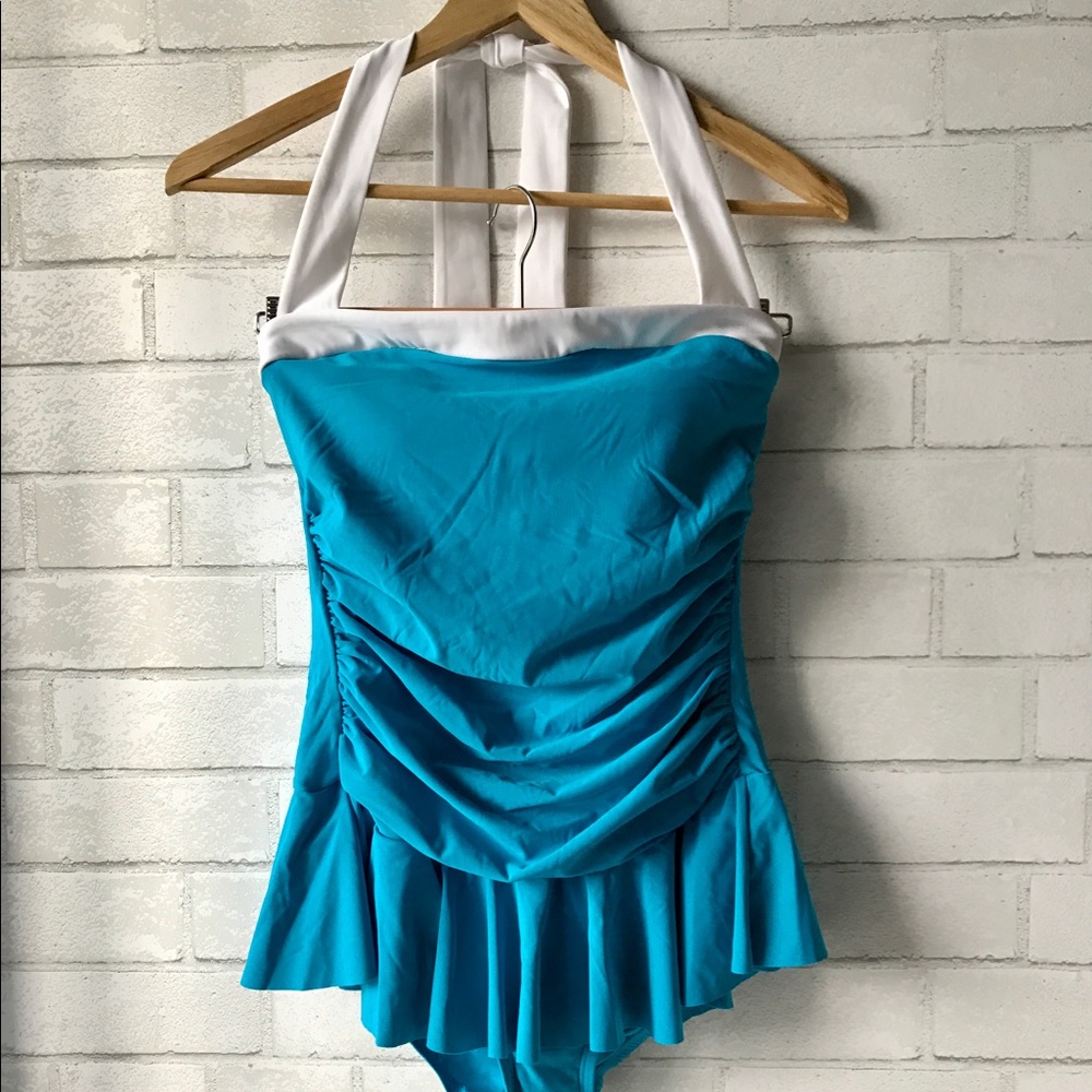 Retro Blue Swim Suit vintage-style S