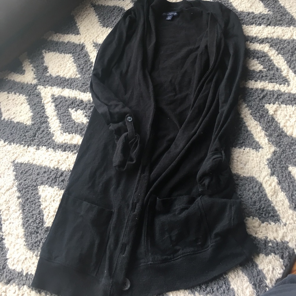 Long black cardigan