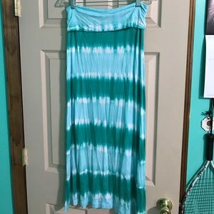 Green Tie Dye Maxi Skirt