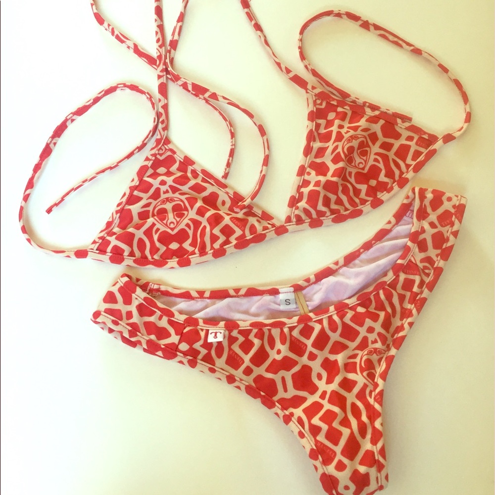 Teeny B Bikini Couture Red and Cream Honu