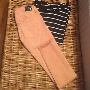 AE blush pink super stretch skinny jeans