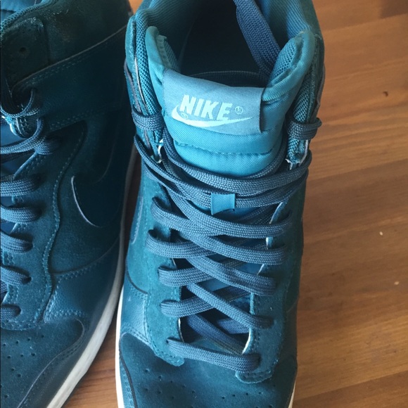 teal suede dunks