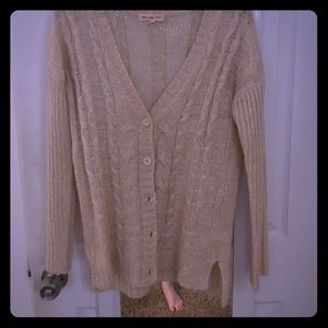 cream colored pink rose premium sweater