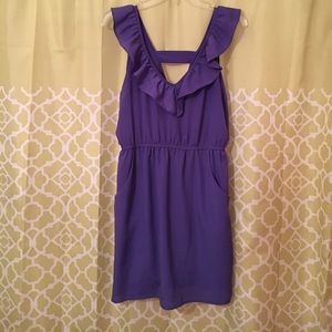 KIRRA purple ruffle shoulder dress with POCKETS 😍