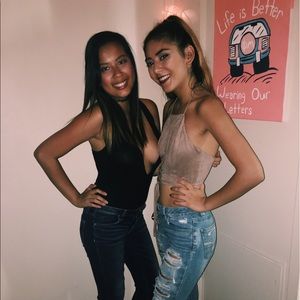 FESTIVAL TAUPE SUEDE TIE CROP TOP