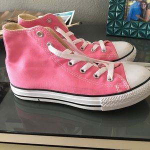 Pink high top converse