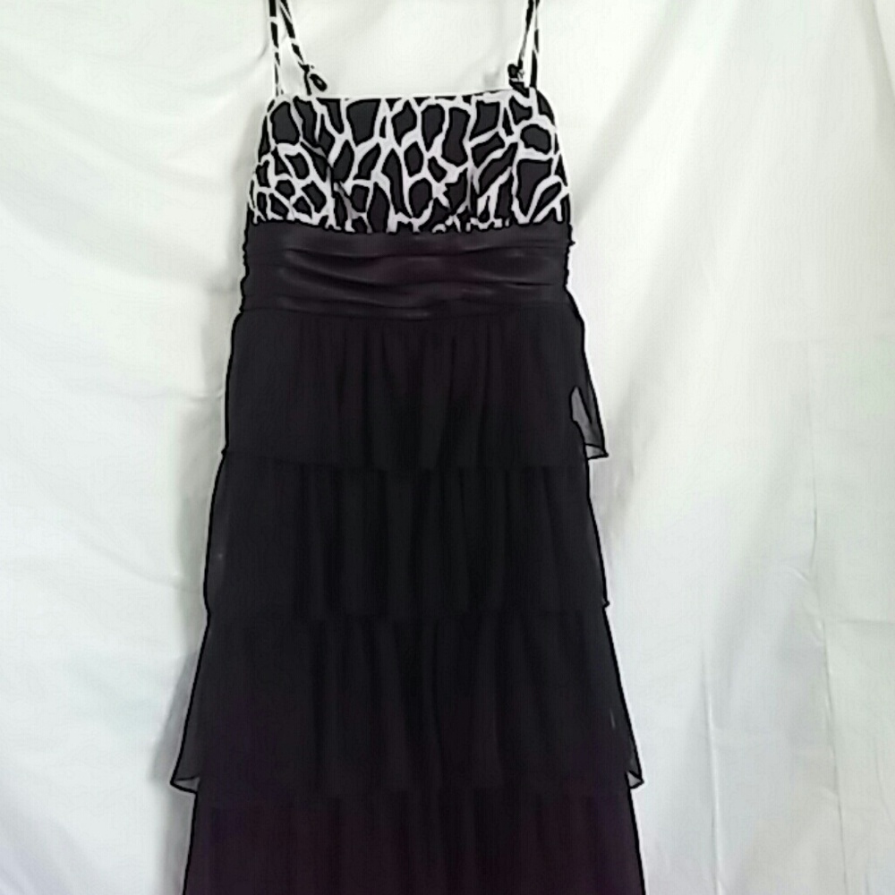 Jodi Kristopher black cascading ruffle dress