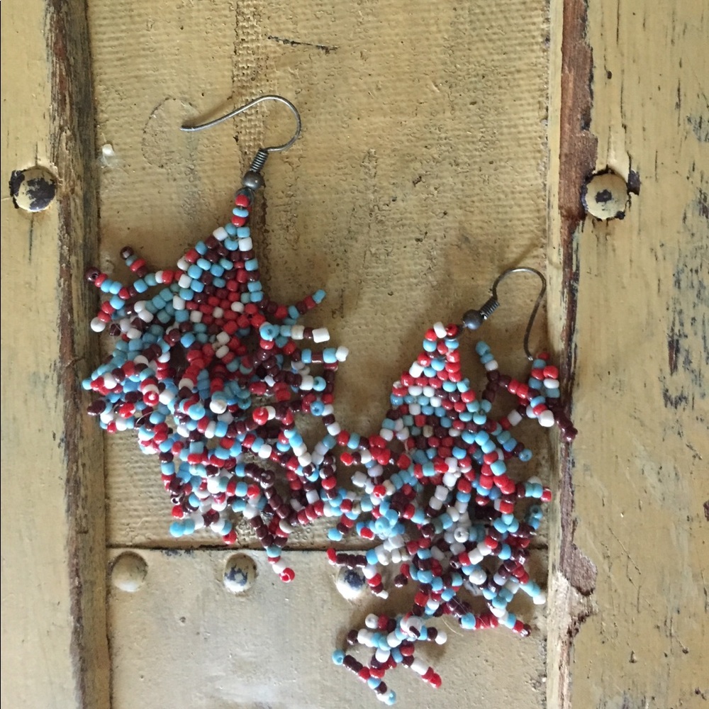 BOHO FESTIVAL STYLE BEADED STATEMENT EARRINGS